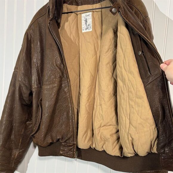 Summit Vintage Brown Leather Bomber Jacket Men’s Size 42 Distressed Flight Coat - Picture 14 of 16